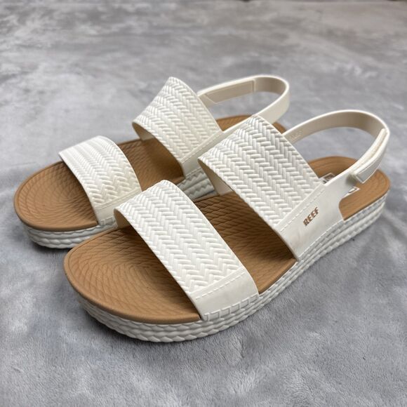 REEF Women’s Water Vista Sandals Size 11 White Tan Platform Slide PVC-Free - Picture 2 of 8